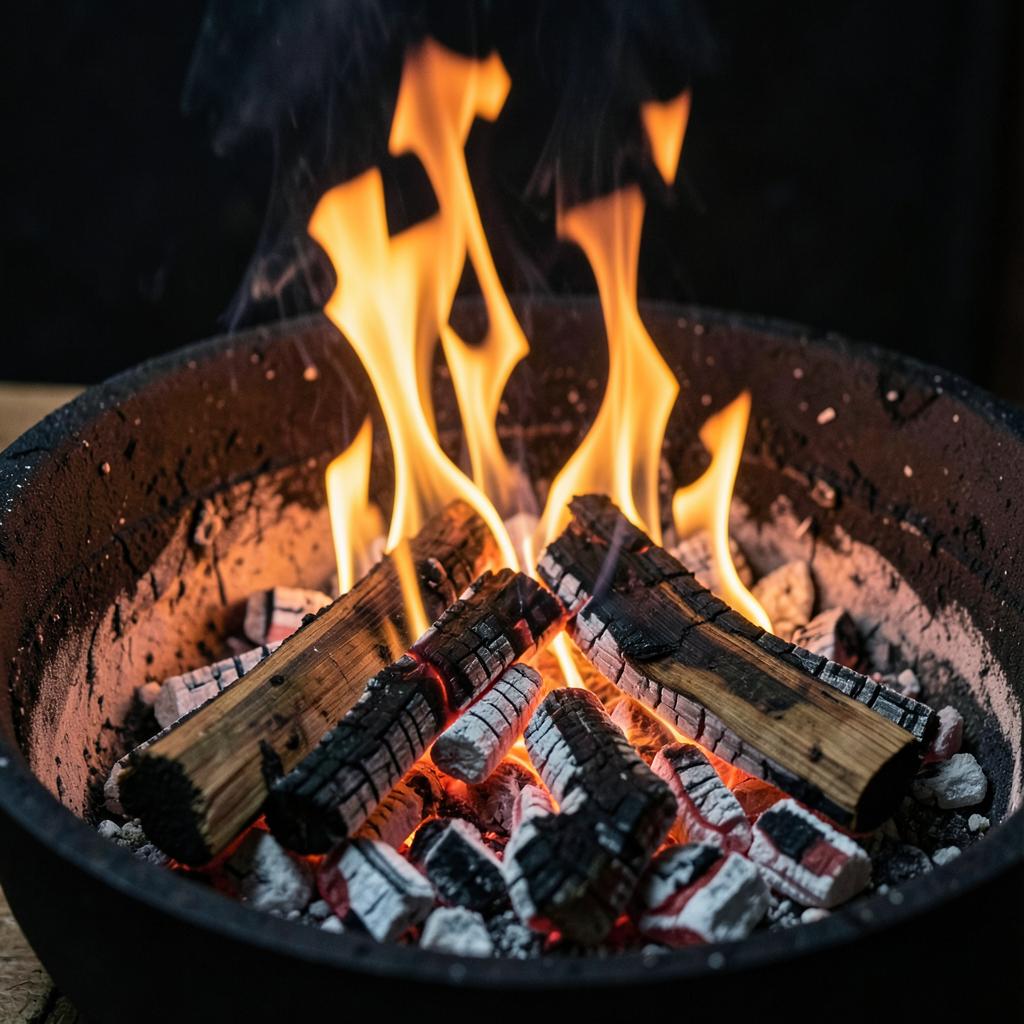Illustrative glowing braai fire and embers