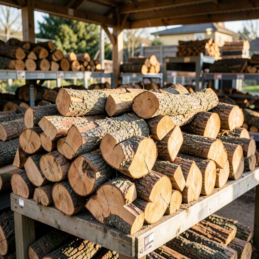Illustrative stacked hardwood firewood